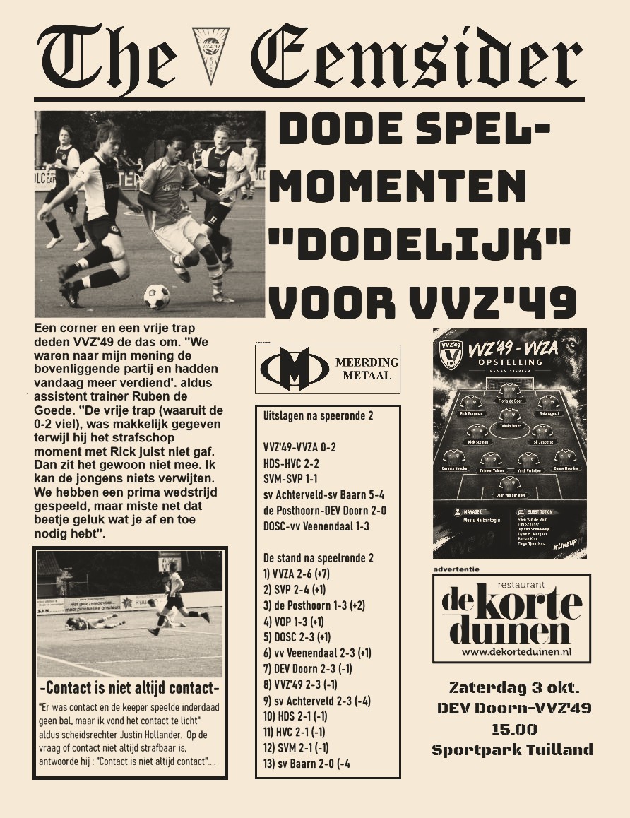 Dode spelmomenten nekken VVZ’49