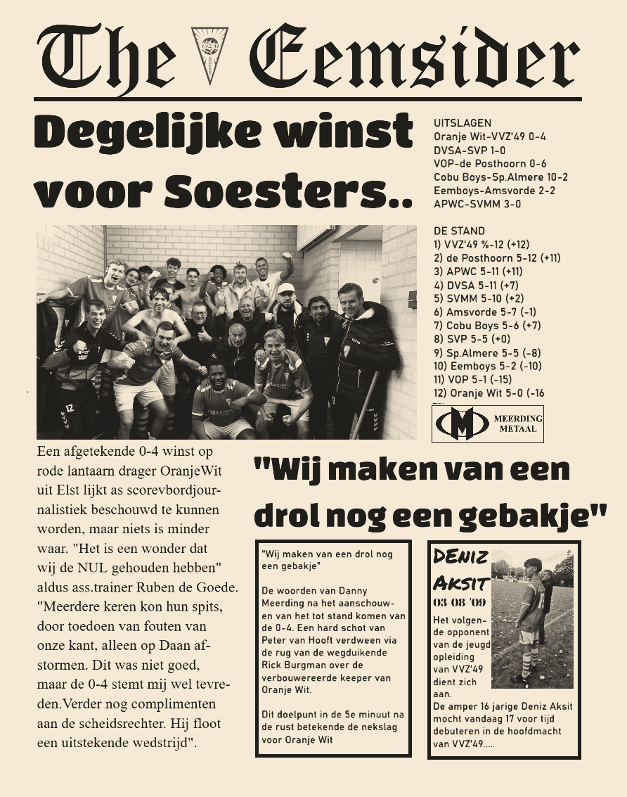 Ogenschijnlijk makkelijke winst in Elst…… “Een wonder dat wij de nul gehouden hebben”.