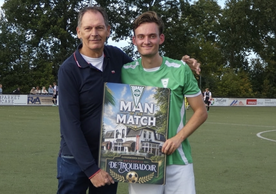 Thijmen Volmer Motm in de thuiswedstrijd tegen VVZA