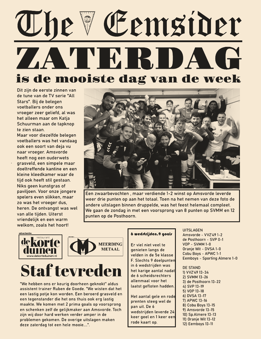 Extra vreugde na winst op Amsvorde.