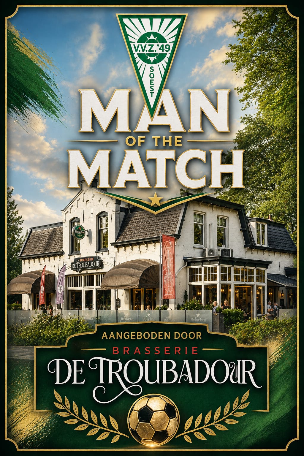 Brasserie de Troubadour nieuwe sponsor Man of the Match