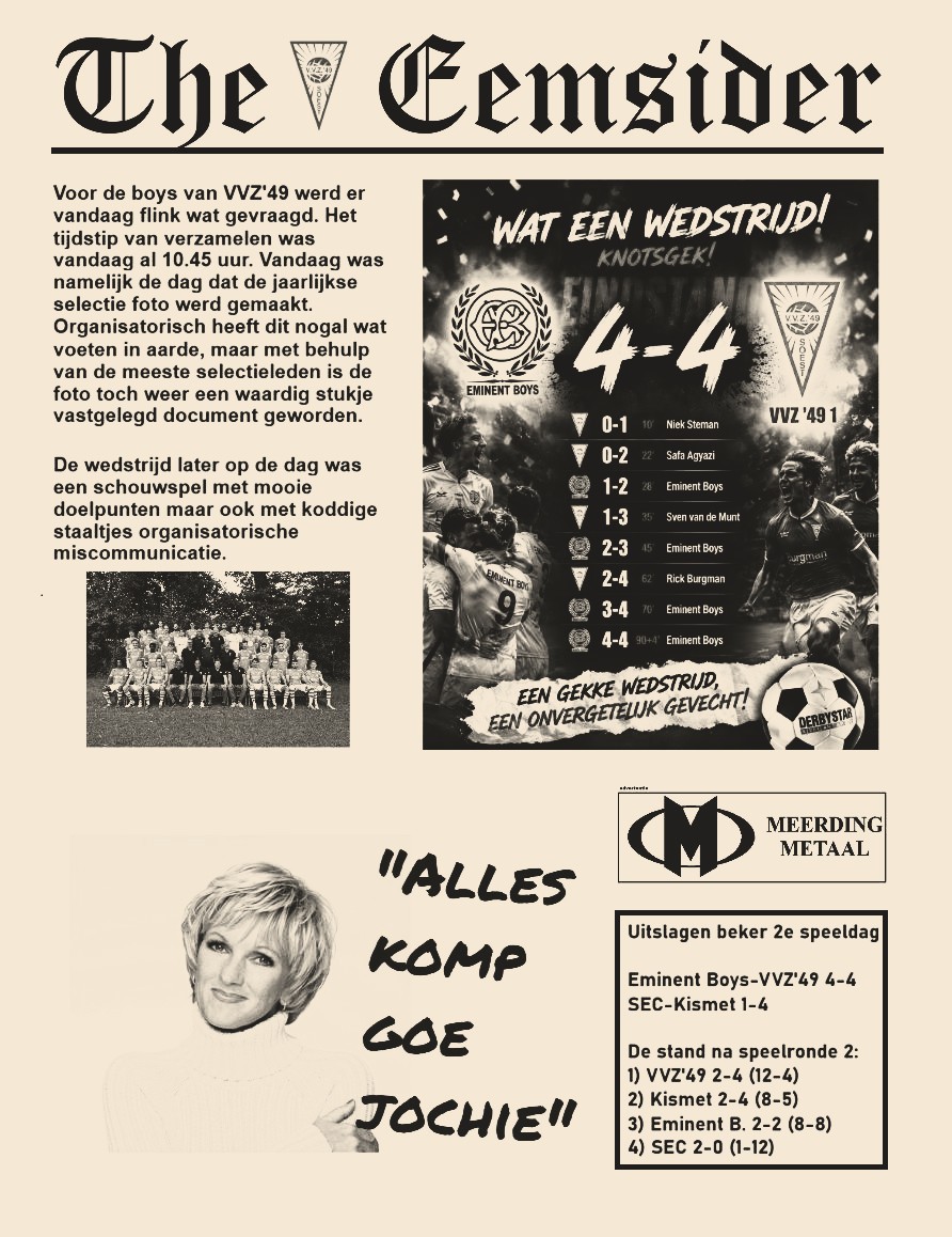 VVZ'49 laat in knotsgekke wedstrijd de overwinning glippen