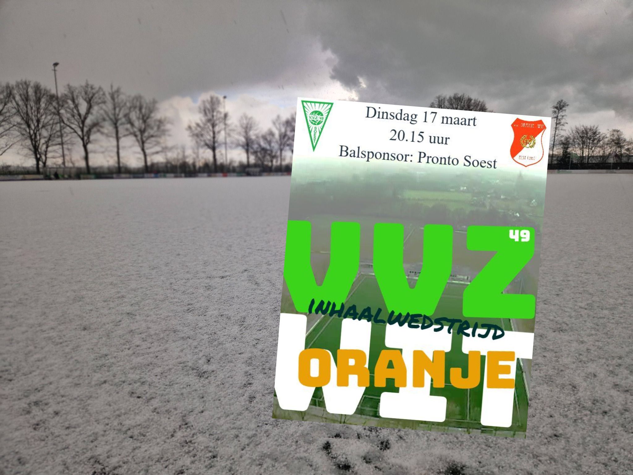 De door hagel afgelaste wedstrijd wordt dinsdag ingehaald